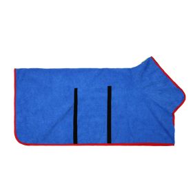 Pet Bath Towel For Dog & Cat; Microfiber Dog Bathrobe; Absorbent Cat Towel; Quick Dry Pet Bathrobe (Color: Yellow and Black Polka Dot Ruffle: ROYAL BLUE, size: S)