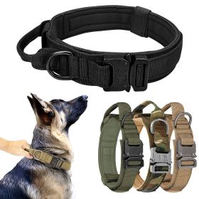 Tactical Pet Collar; Dog Collar With Handle; Military Heavy Duty Dog Collars For Medium Large Dogs (Color: Yellow and Black Polka Dot Ruffle: Military Blue, size: M)