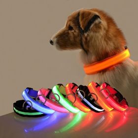 Glow-In-The-Dark Pet Collar For Dog & Cat; LED Dog Collar For Night Walking; USB charging (Color: Yellow and Black Polka Dot Ruffle: Green, size: L)