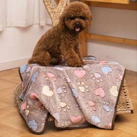 Prt Soft Brown Heart Claw Print Pet Rug For Dog And Cat S 23in*16in M 30in*20in L 41in*30in (Color: Yellow and Black Polka Dot Ruffle: Brown - Polyester, size: L)