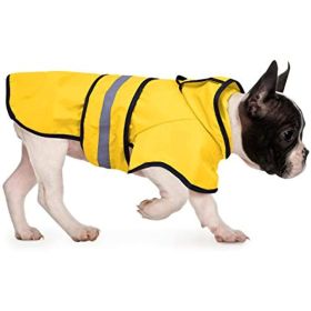 Reflective Dog Raincoat Hooded Slicker Poncho for Small to X-Large Dogs and Puppies; Waterproof Dog Clothing (Color: Yellow and Black Polka Dot Ruffle: Safety Orange, size: small)