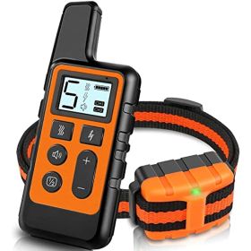 Dog Training Collar; Waterproof Shock Collars for Dog with Remote Range 1640 ft; 3 Training Modes; Beep; Vibration and Shock; Rechargeable Electric Do (Color: Yellow and Black Polka Dot Ruffle: Orange)