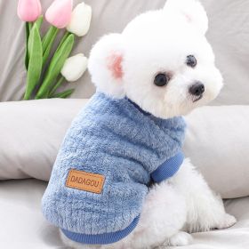 Pet Sweater; Warm Winter Plush Dog Sweater Knitwear Cat Vest; For Small & Medium Dogs (Color: Yellow and Black Polka Dot Ruffle: Navy Blue, size: S)