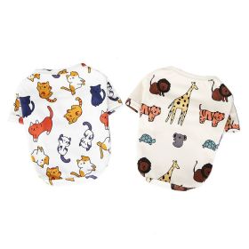 Dog Shirts Little Pets Clothing Cartoon Printed T-Shirt for Puppy and Cats (Color: Yellow and Black Polka Dot Ruffle: Lion, size: S)