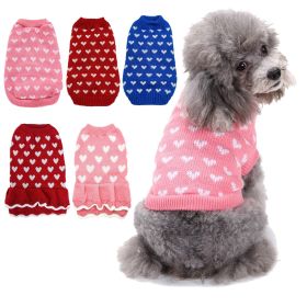 Pet Dog Sweater Turtleneck Dog Knitwear Warm Pet Sweater (Color: Yellow and Black Polka Dot Ruffle: Pink, size: S)