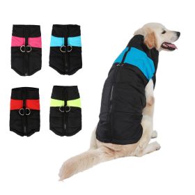 Windproof Dog Winter Coat Waterproof Dog Jacket Warm Dog Vest Cold Weather Pet Apparel  for Small Medium Large Dogs (Color: Yellow and Black Polka Dot Ruffle: Blue, size: 2XL)