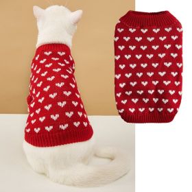 Pet Dog Sweater Turtleneck Dog Knitwear Warm Pet Sweater (Color: Yellow and Black Polka Dot Ruffle: Red, size: 2XL)