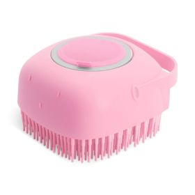 Pet Dog Shampoo Massager Brush Cat Massage Comb Grooming Scrubber Shower Brush For Bathing Short Hair Soft Silicone Brushes (Color: Yellow and Black Polka Dot Ruffle: Pink)