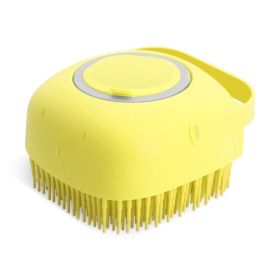 Pet Dog Shampoo Massager Brush Cat Massage Comb Grooming Scrubber Shower Brush For Bathing Short Hair Soft Silicone Brushes (Color: Yellow and Black Polka Dot Ruffle: Yellow)