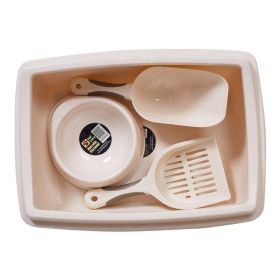 Pet Supplies Set Cat Kitten Dog Litter with Feeder Bowl and Litter Scoop (Color: Yellow and Black Polka Dot Ruffle: White, Type: Pet Supplies)
