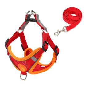 Small Dog Harness Puppy Harness and Leash Set with Reflective Strip for Small Dog Breeds (Color: Yellow and Black Polka Dot Ruffle: Red, size: L)