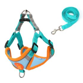 Small Dog Harness Puppy Harness and Leash Set with Reflective Strip for Small Dog Breeds (Color: Yellow and Black Polka Dot Ruffle: Blue, size: L)