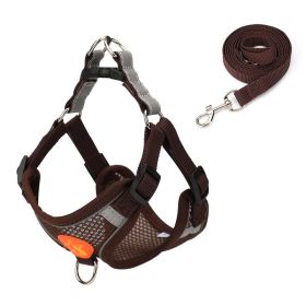 Small Dog Harness Puppy Harness and Leash Set with Reflective Strip for Small Dog Breeds (Color: Yellow and Black Polka Dot Ruffle: Brown, size: L)