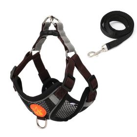 Small Dog Harness Puppy Harness and Leash Set with Reflective Strip for Small Dog Breeds (Color: Yellow and Black Polka Dot Ruffle: Black, size: M)