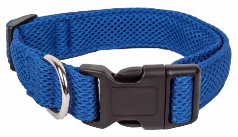 Pet Life 'Aero Mesh' 360 Degree Dual Sided Comfortable And Breathable Adjustable Mesh Dog Collar (Color: Yellow and Black Polka Dot Ruffle: Blue, size: small)