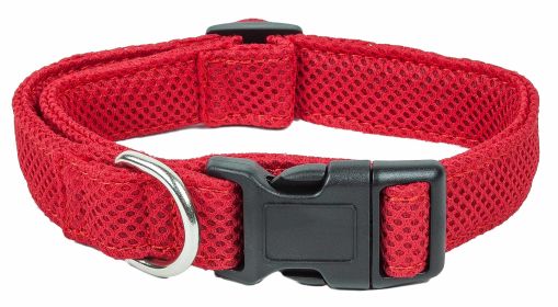 Pet Life 'Aero Mesh' 360 Degree Dual Sided Comfortable And Breathable Adjustable Mesh Dog Collar (Color: Yellow and Black Polka Dot Ruffle: Red, size: large)