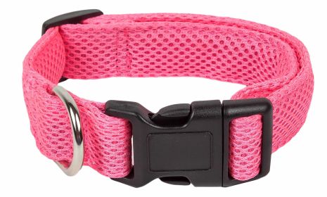 Pet Life 'Aero Mesh' 360 Degree Dual Sided Comfortable And Breathable Adjustable Mesh Dog Collar (Color: Yellow and Black Polka Dot Ruffle: Pink, size: medium)