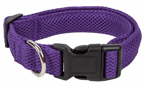 Pet Life 'Aero Mesh' 360 Degree Dual Sided Comfortable And Breathable Adjustable Mesh Dog Collar (Color: Yellow and Black Polka Dot Ruffle: Purple, size: medium)
