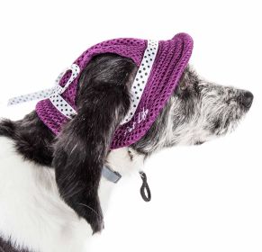Pet Life 'Sea Spot Sun' Uv Protectant Adjustable Fashion Mesh Brimmed Dog Hat Cap (Color: Yellow and Black Polka Dot Ruffle: Burgundy, size: medium)