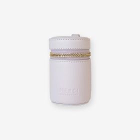 Just Did It - Poop Bag Holder (Color: Yellow and Black Polka Dot Ruffle: Lilac)