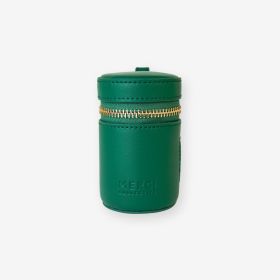 Just Did It - Poop Bag Holder (Color: Yellow and Black Polka Dot Ruffle: Green)