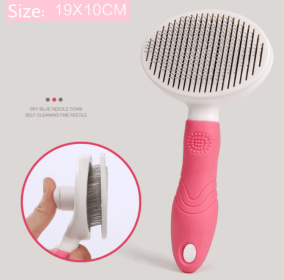 Pets Comb Dogs And Cats Beauty Styling Cleaning Automatic Hair Removal Comb (Color: Yellow and Black Polka Dot Ruffle: Pink)