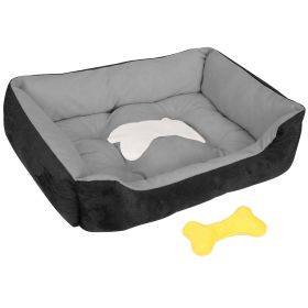 Pet Dog Bed Soft Warm Fleece Puppy Cat Bed Dog Cozy Nest Sofa Bed Cushion Mat XL Size (Color: Yellow and Black Polka Dot Ruffle: Black, size: XL)