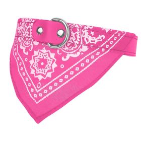 Adjustable Bandana Leather Pet Collar Triangle Scarf (Color: Yellow and Black Polka Dot Ruffle: Pink, size: M)