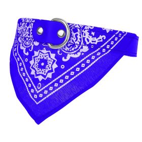 Adjustable Bandana Leather Pet Collar Triangle Scarf (Color: Yellow and Black Polka Dot Ruffle: Blue, size: M)