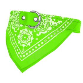 Adjustable Bandana Leather Pet Collar Triangle Scarf (Color: Yellow and Black Polka Dot Ruffle: Green, size: M)