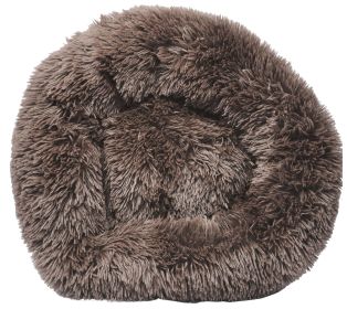 Pet Life 'Nestler' High-Grade Plush and Soft Rounded Dog Bed (Color: Yellow and Black Polka Dot Ruffle: Brown, size: large)