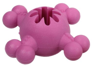 Pet Life 'Quadra-Bone' TPR Treat Dispensing Durable Dog Toy (Color: Yellow and Black Polka Dot Ruffle: Pink)
