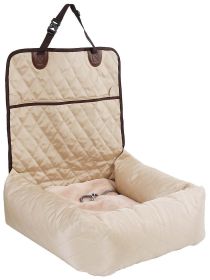 Pet Life 'Pawtrol' Dual Converting Travel Safety Carseat and Pet Bed (Color: Yellow and Black Polka Dot Ruffle: Beige)
