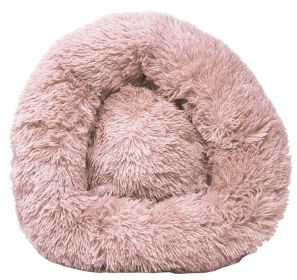 Pet Life 'Nestler' High-Grade Plush and Soft Rounded Dog Bed (Color: Yellow and Black Polka Dot Ruffle: Pink, size: medium)