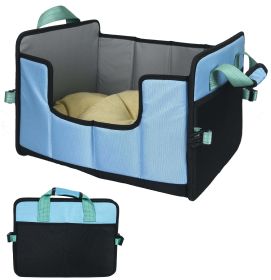 Pet Life 'Travel-Nest' Folding Travel Cat and Dog Bed (Color: Yellow and Black Polka Dot Ruffle: Blue, size: large)