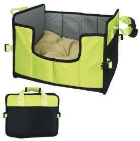 Pet Life 'Travel-Nest' Folding Travel Cat and Dog Bed (Color: Yellow and Black Polka Dot Ruffle: Green, size: large)