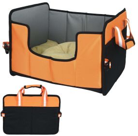 Pet Life 'Travel-Nest' Folding Travel Cat and Dog Bed (Color: Yellow and Black Polka Dot Ruffle: Orange, size: large)