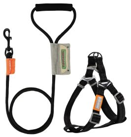Touchdog 'Macaron' 2-in-1 Durable Nylon Dog Harness and Leash (Color: Yellow and Black Polka Dot Ruffle: Black, size: medium)