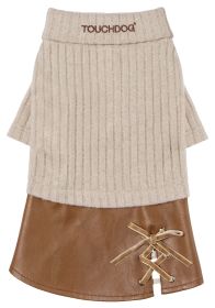 Touchdog 'Modress' Fashion Designer Dog Sweater and Dress (Color: Yellow and Black Polka Dot Ruffle: Brown, size: small)