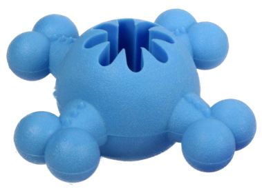 Pet Life 'Quadra-Bone' TPR Treat Dispensing Durable Dog Toy (Color: Yellow and Black Polka Dot Ruffle: Blue)