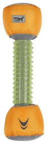 Pet Life 'Hoist-a-Fetch' Durable Nylon and Rubber Floating Dental Fetch Dog Toy (Color: Yellow and Black Polka Dot Ruffle: Green / Orange)
