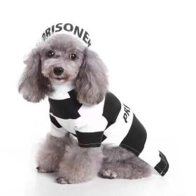 Pet Life Striped Retro Inmate Prisoner Pet Dog Costume Uniform (Color: Yellow and Black Polka Dot Ruffle: BLACK / WHITE, size: large)