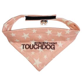 Touchdog 'Bad-to-the-Bone' Star Patterned Fashionable Velcro Bandana (Color: Yellow and Black Polka Dot Ruffle: Pink, size: medium)