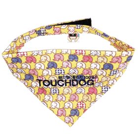 Touchdog 'Bad-to-the-Bone' Elephant Patterned Fashionable Velcro Bandana (Color: Yellow and Black Polka Dot Ruffle: Yellow, size: large)