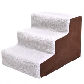 Doggy Steps for Dogs and Cats Used as Dog Ladder for Tall Couch, Bed, Chair or Car (Color: Yellow and Black Polka Dot Ruffle: brown and white)