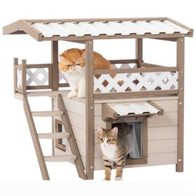 New Style Wood Pet House With Roof Balcony and Bed Shelter (Color: Yellow and Black Polka Dot Ruffle: White, Type: Pets)