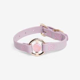 Luxury Spill-Proof Dog Collar Embedded with Healing Crystal (Color: Yellow and Black Polka Dot Ruffle: Lilac Haze, size: small)