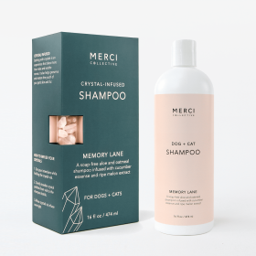 Crystal Infused Luxury Pet Shampoo (Color: Yellow and Black Polka Dot Ruffle: Rose Quartz)