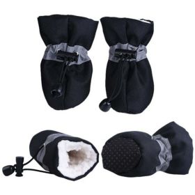 Dog Boots 4 PCS Set (Color: Yellow and Black Polka Dot Ruffle: Black, size: large)