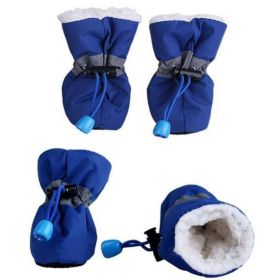 Dog Boots 4 PCS Set (Color: Yellow and Black Polka Dot Ruffle: Blue, size: medium)
